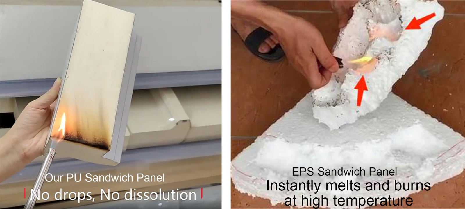 Comparison of PU sandwich panel and EPS sandwich panel